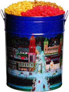 Christmas popcorn tin